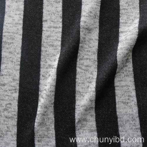 100% Polyester Stripe Pattern Cationic Dye One Side Brushed Weft Knitted Loose Fleece Fabric for Coat Home Textile